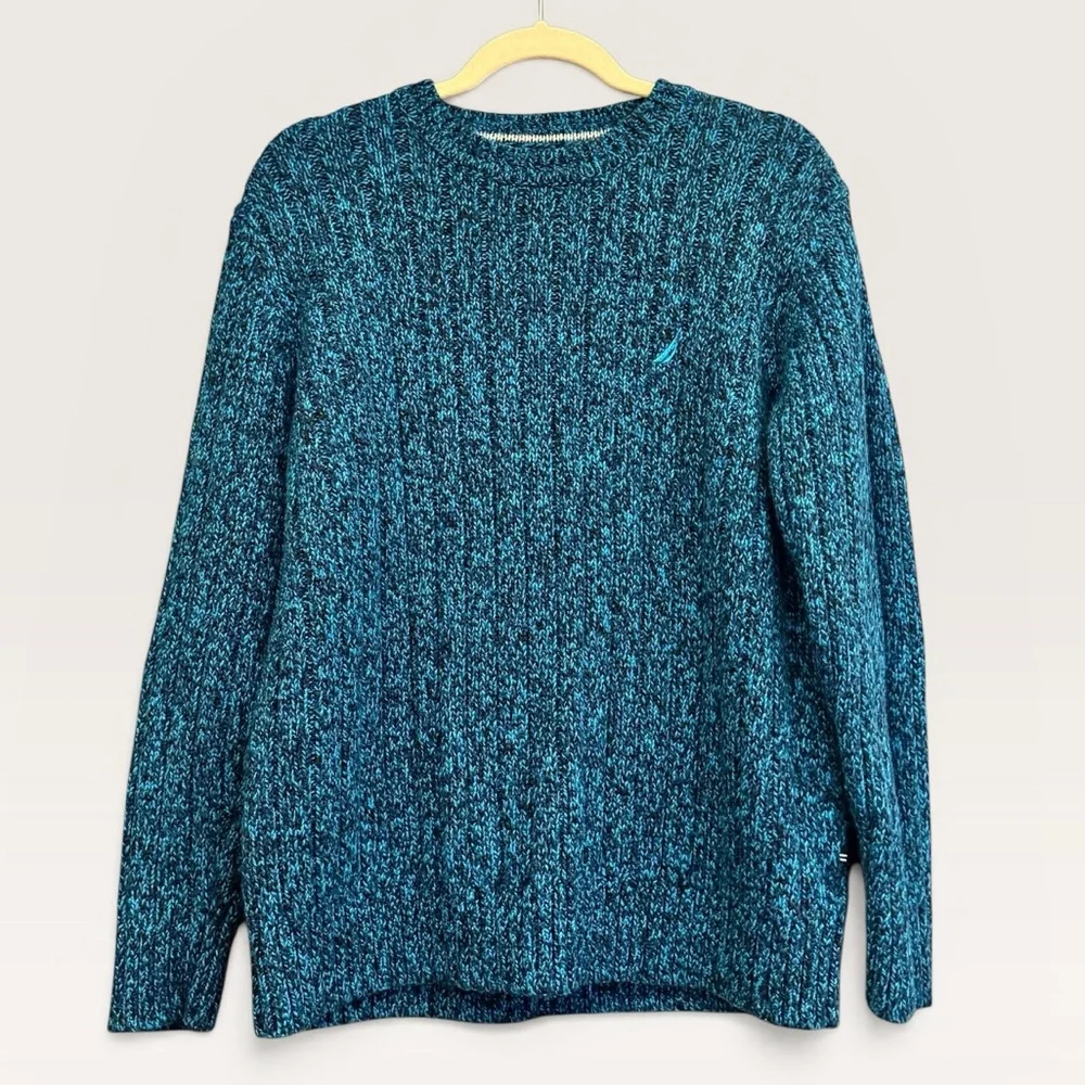 Nautica Crewneck Sweater Marled Knit Size L Coastal Grandma
